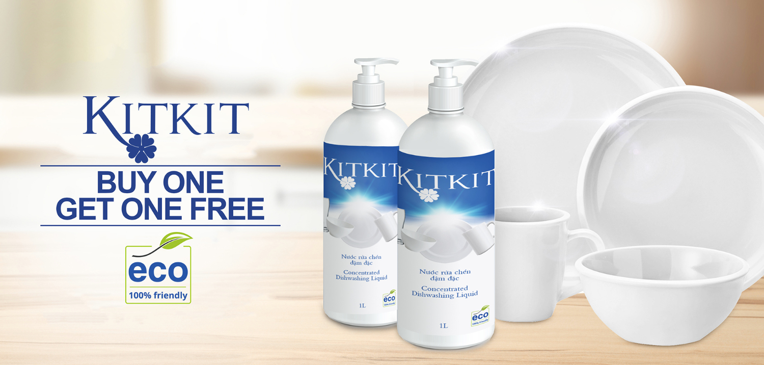 Banner Thiết kế bao bì nước rửa chén Kit Kit